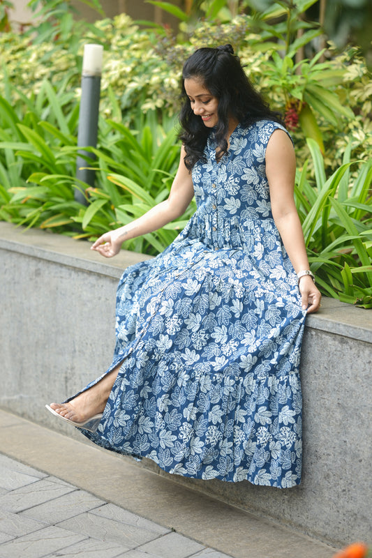 Sleeveless Cotton flared dress-SLM 0880