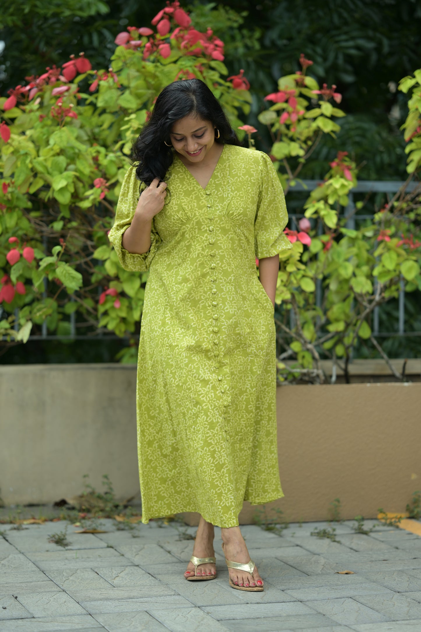 Cotton dress with sleeve - SLM 0876