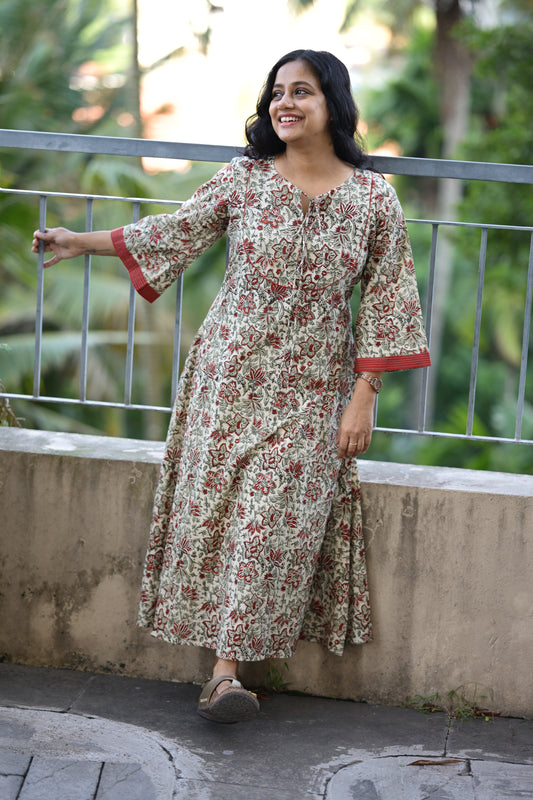 Cotton full sleev flared dress-SLM 0924