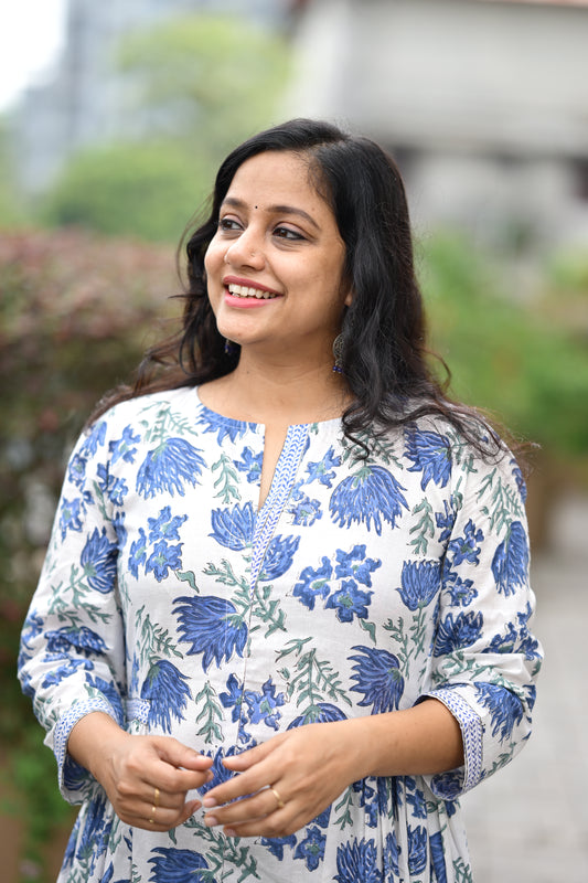 Cotton printed flared top and pant set - SLM0913