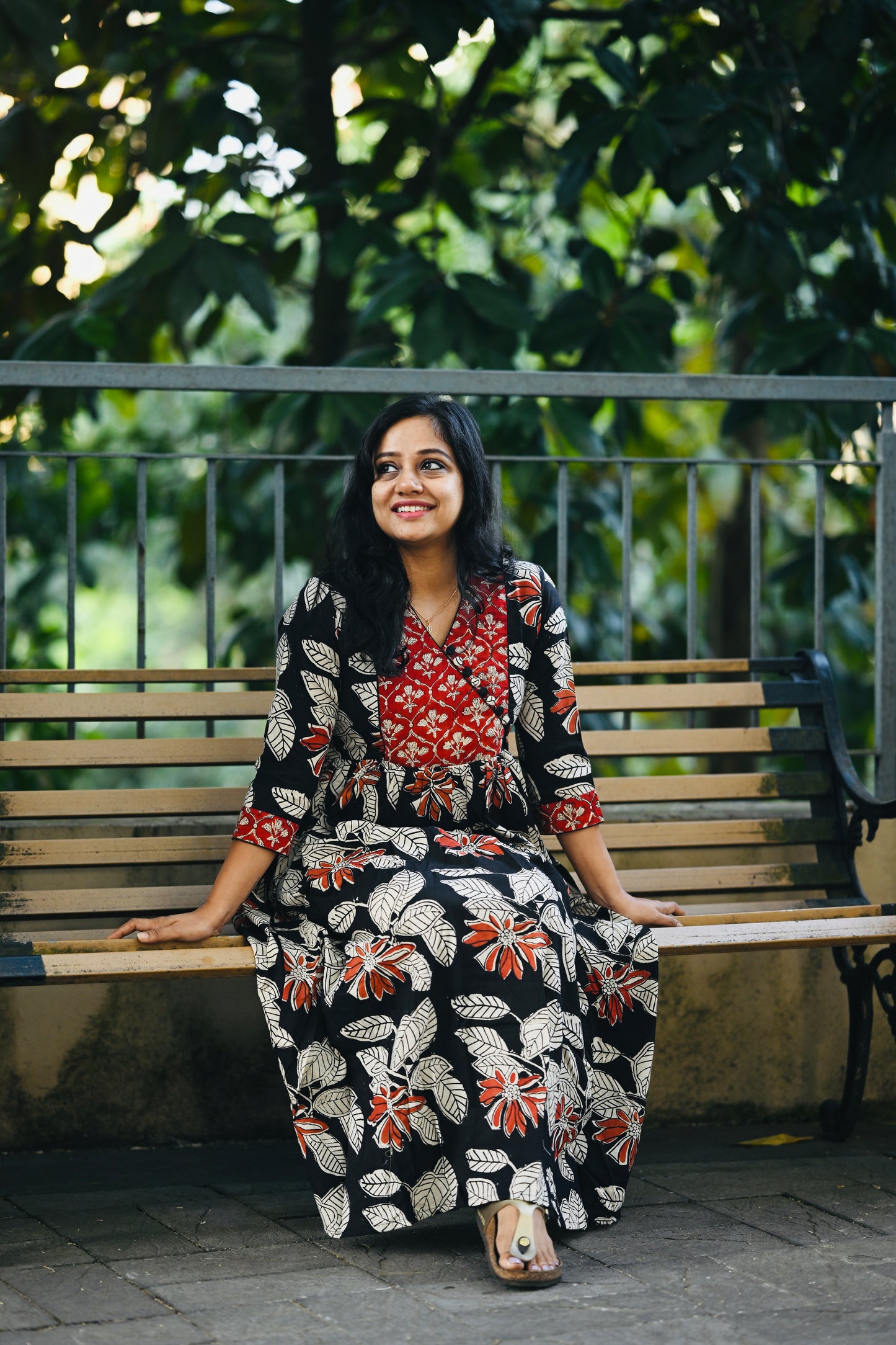 Cotton Hand Block Print Dress-SLM 0866