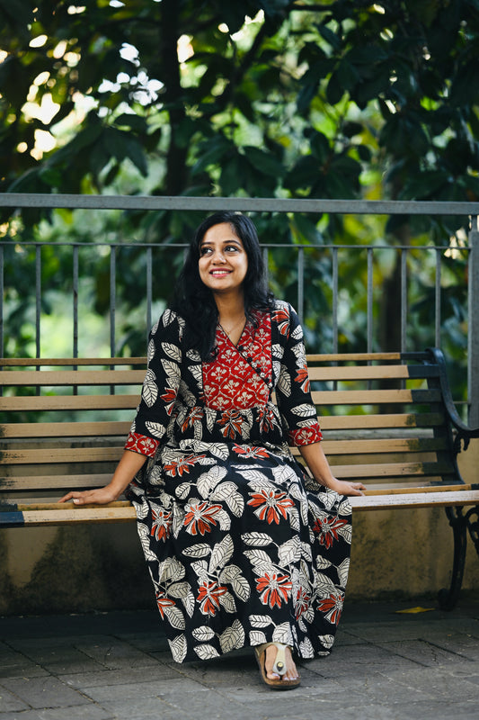 Cotton Hand Block Print Dress-SLM 0866