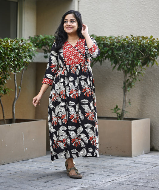 Cotton Hand Block Print Dress-SLM 0866