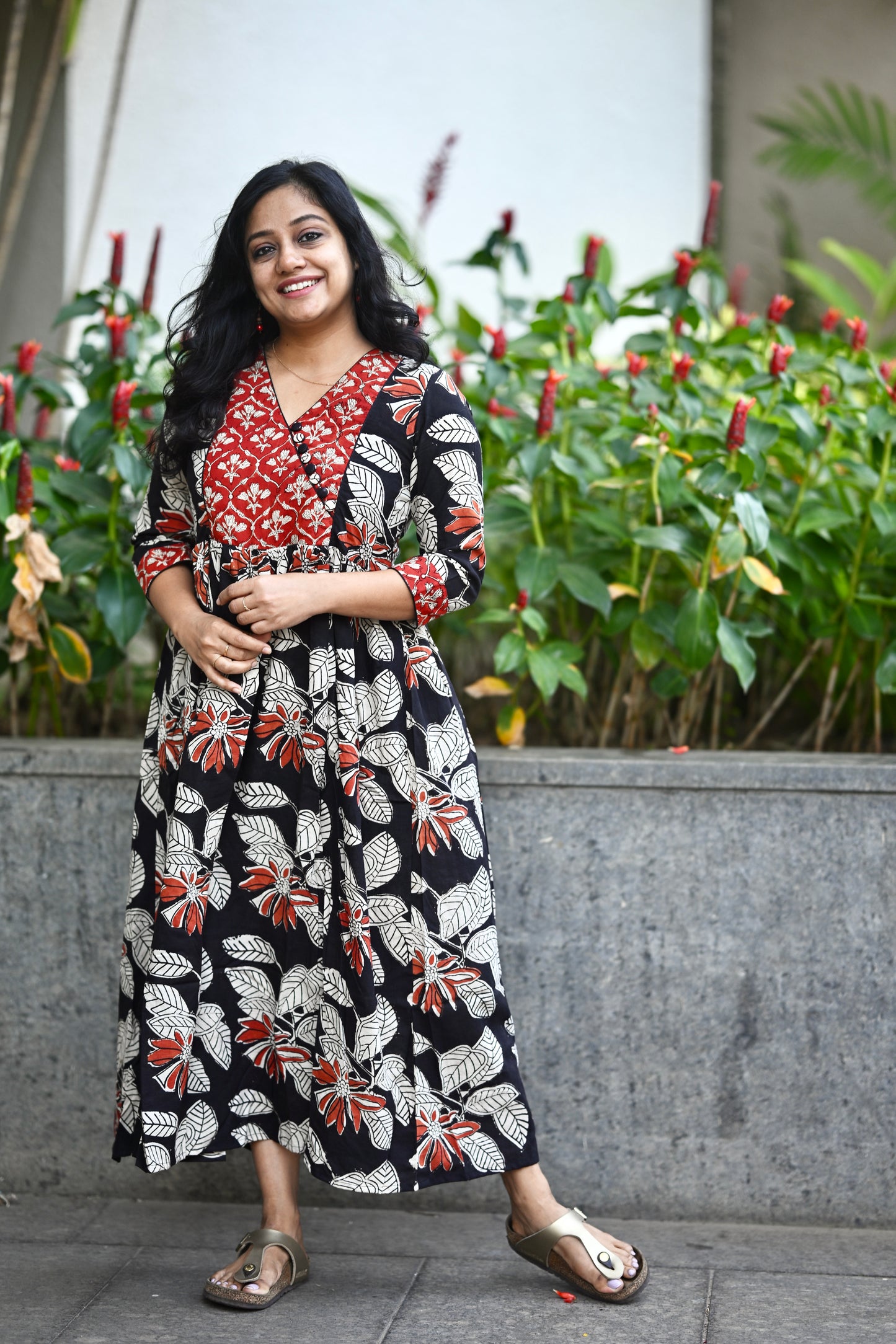 Cotton Hand Block Print Dress-SLM 0866