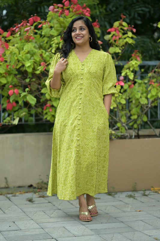 Cotton dress with sleeve - SLM 0876
