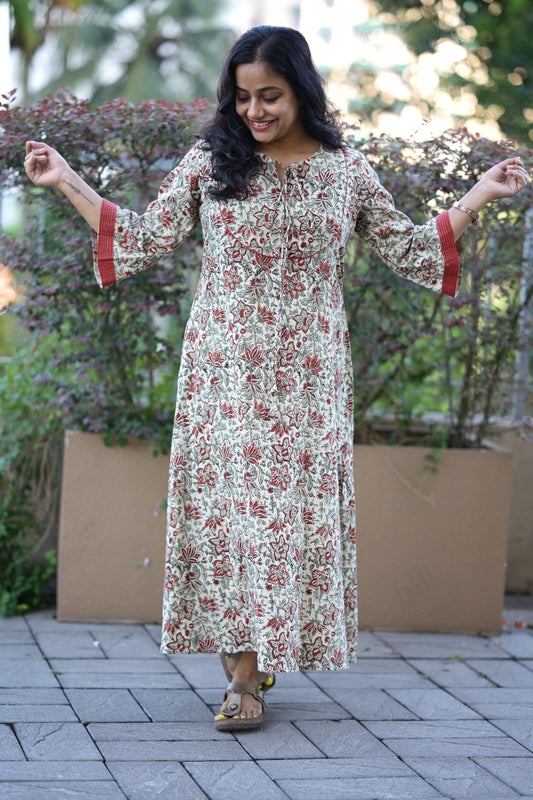 Cotton full sleev flared dress-SLM 0924